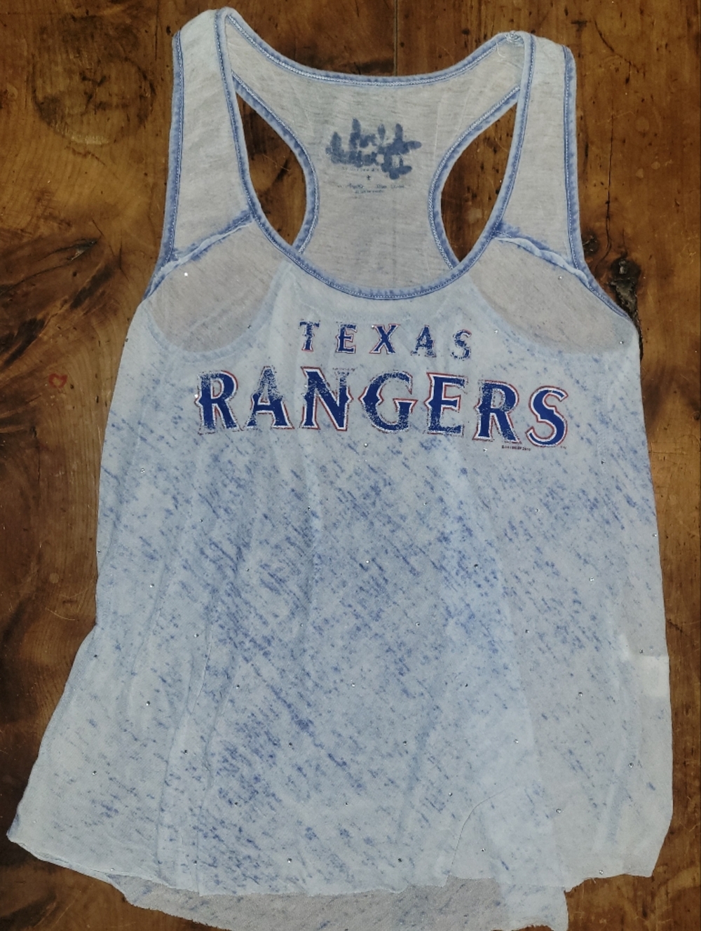 Light Heathered Tank with Soft Blue Graphic